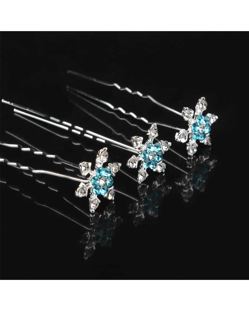 Blue Snowflake Bridal Hairpins