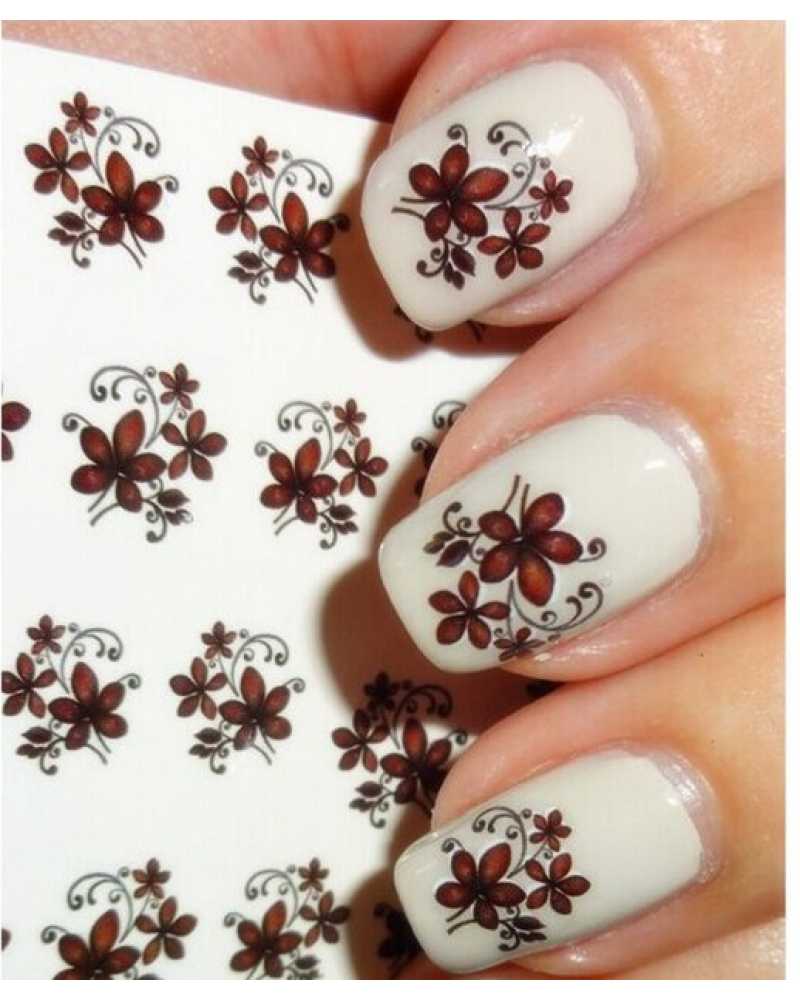 Brown Flower Nail Sticker