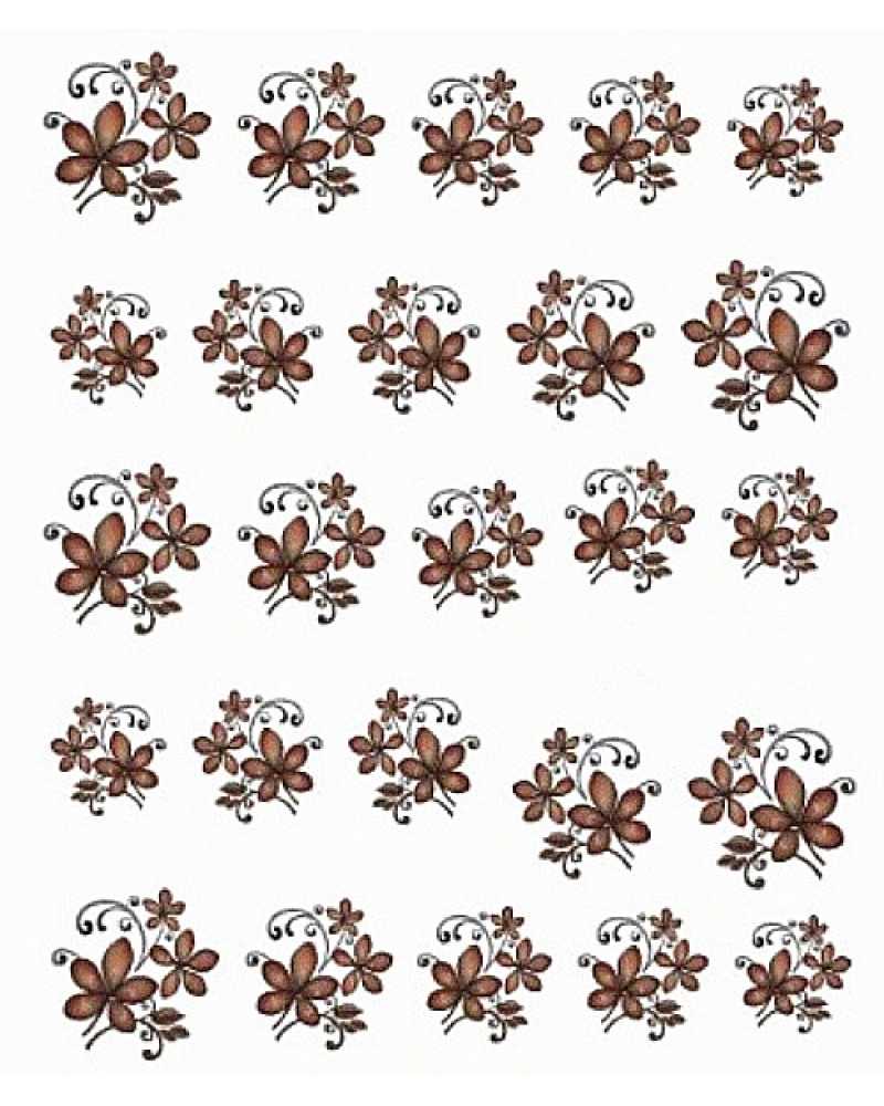 Brown Flower Nail Sticker