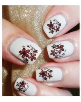 Brown Flower Nail Sticker