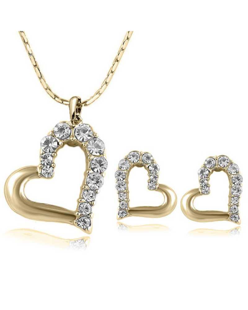 Lovely Heart Crystal Pendant with Earrings