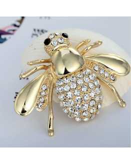 Golden Bee Crystal Brooch