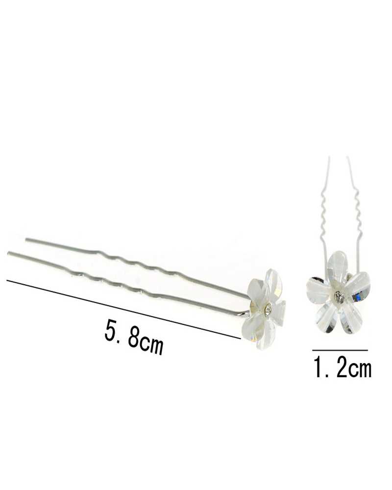 White Flower Rhinestone Hair Pins