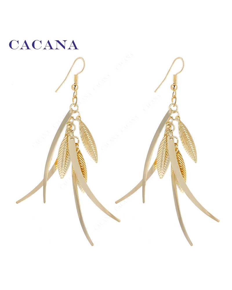 Leaf Design Long Exotic Earrings