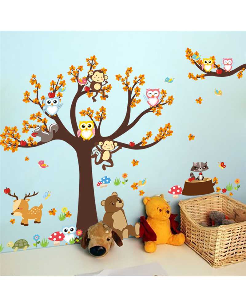 Owl Monkey Bear Deer Wall Stickers 