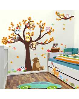 Owl Monkey Bear Deer Wall Stickers 