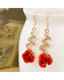 Crystal Rose Dangle Exotic Earrings