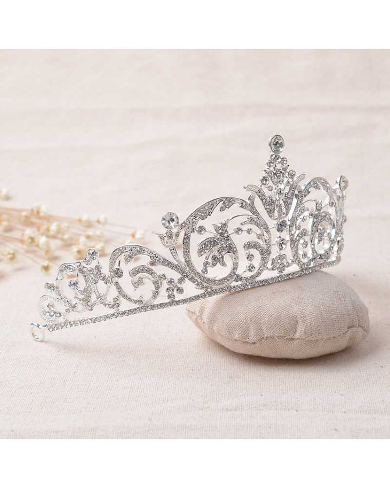 Crystal Rhinestone Silver Plated Tiara / Crown