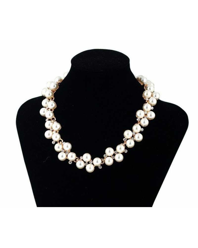 Double Deck Pearl Crystal Necklace