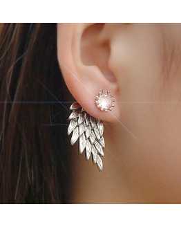 Rhinestone Feather Long Earrings