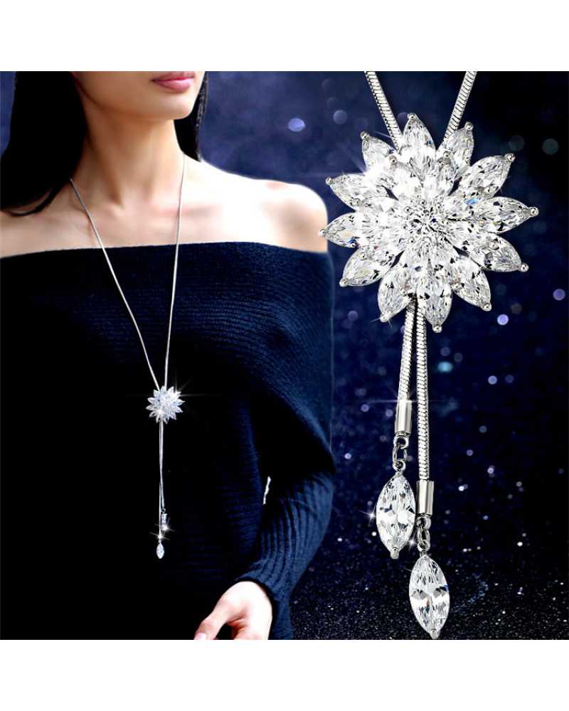 Adjusted Zircon Snowflake Long Pendant