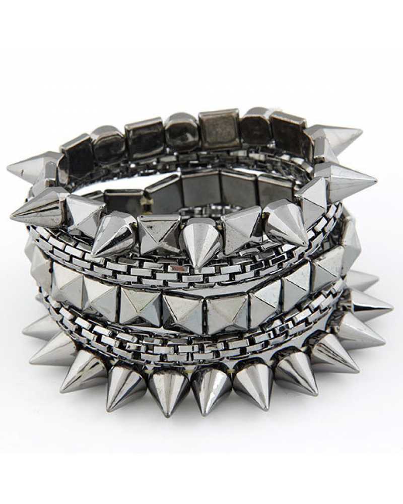 Multi Layer Spike Metal Bracelet