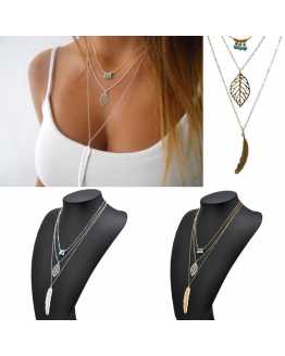 Multi Layer Leaf and bead Chain Neck Wear