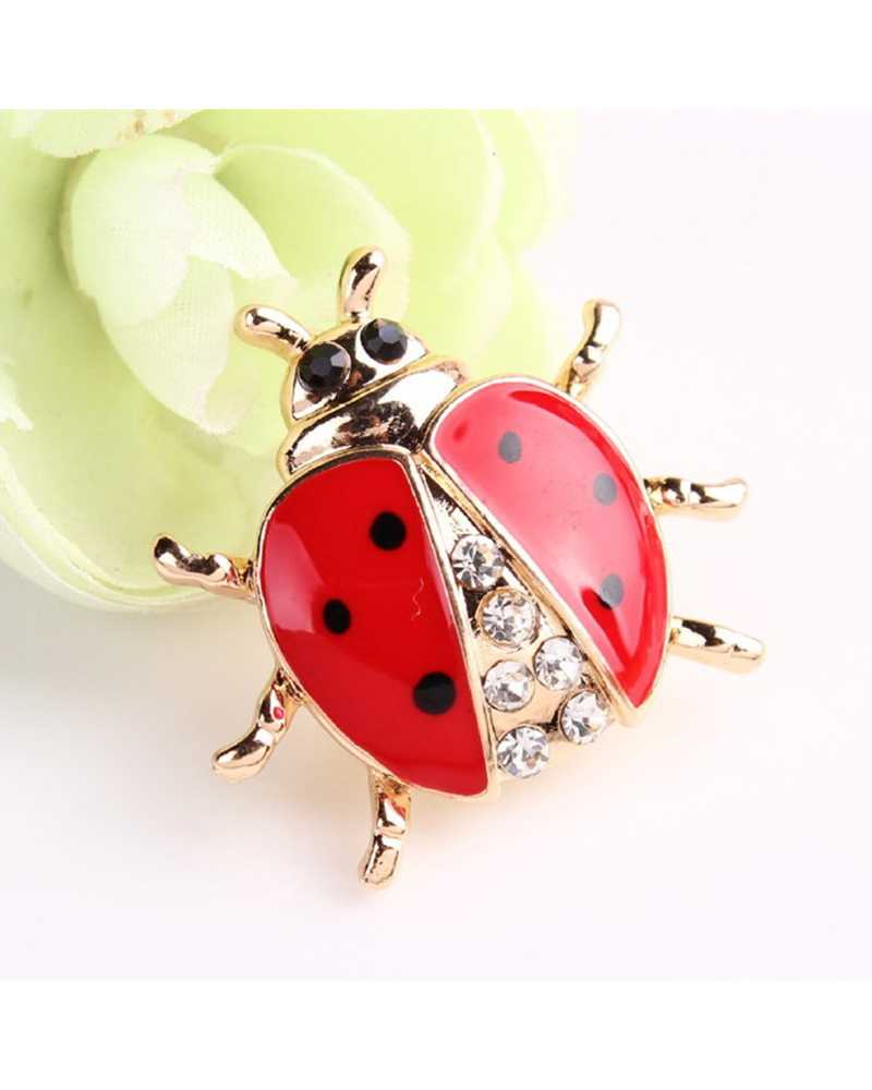 Ladybug Crystal Brooch