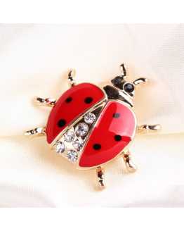 Ladybug Crystal Brooch