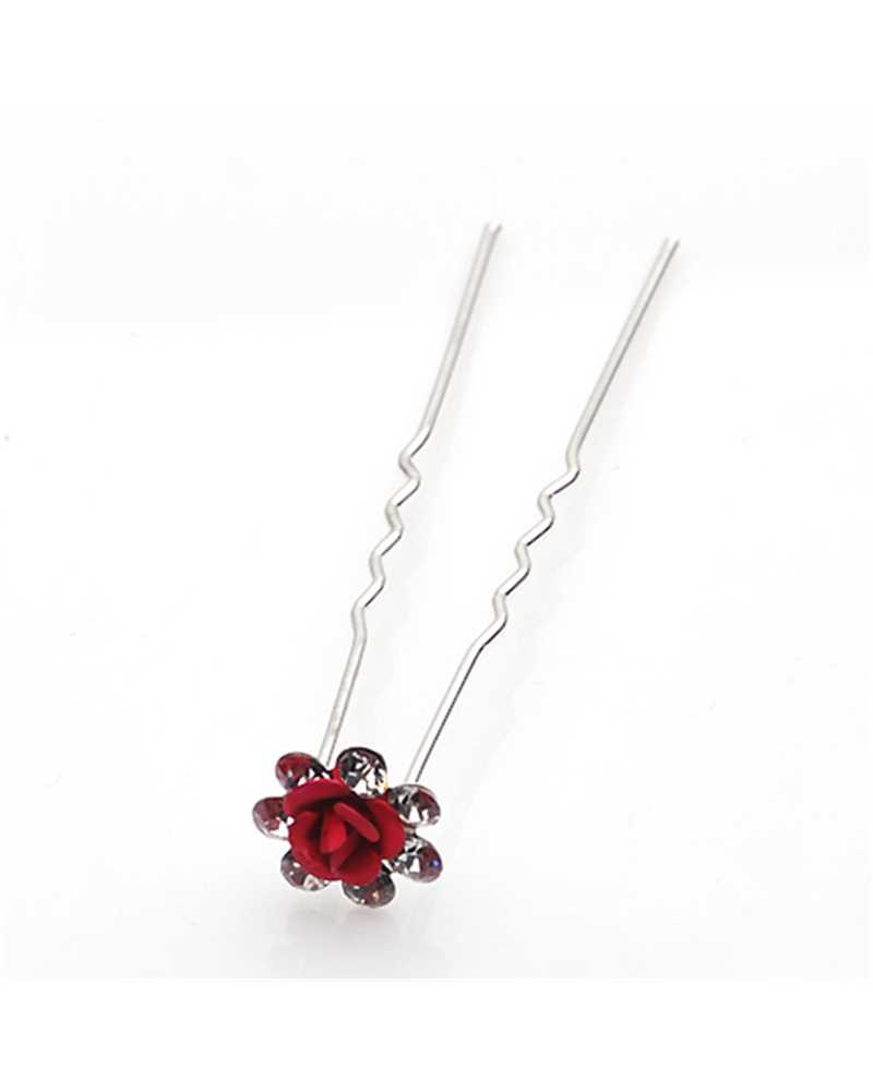 Rose Flower Crystal Hair Pins