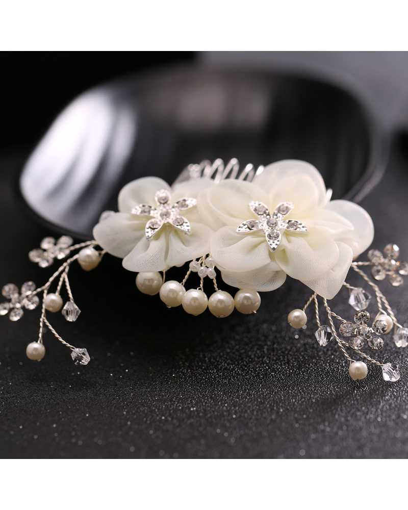 Artificial Flower Rhinestone Hair Clip