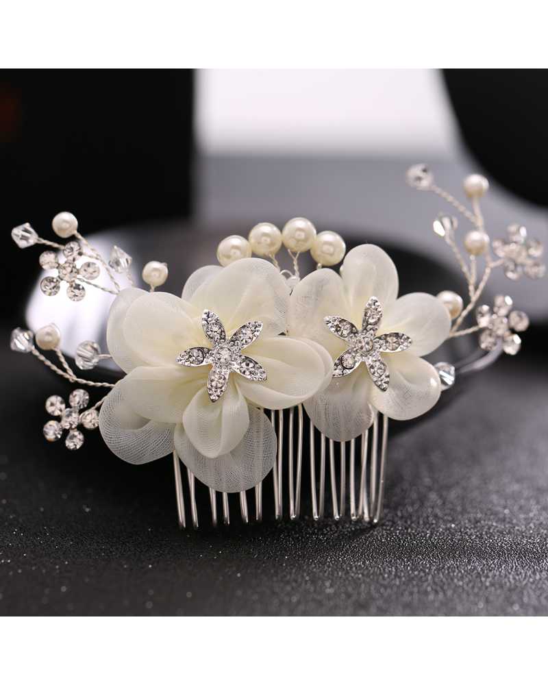 Artificial Flower Rhinestone Hair Clip