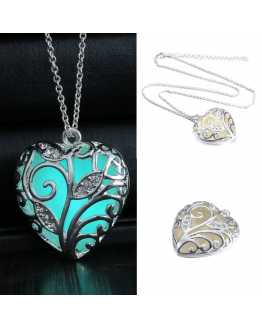 Turquoise Glow In the Dark Heart Pendant