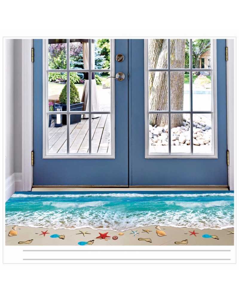 3D Blue Seaside Floor Sticker