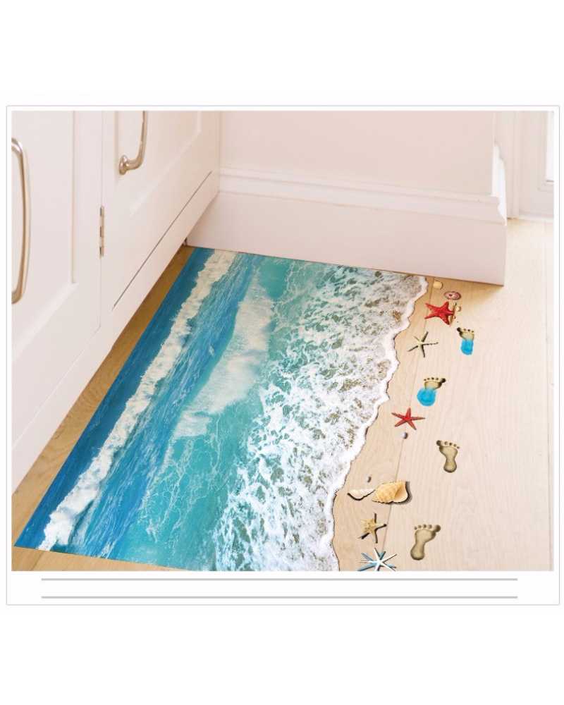 3D Blue Seaside Floor Sticker