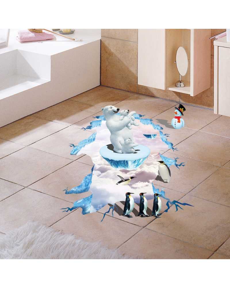 3D Polar Bear Penguin Floor Stickers