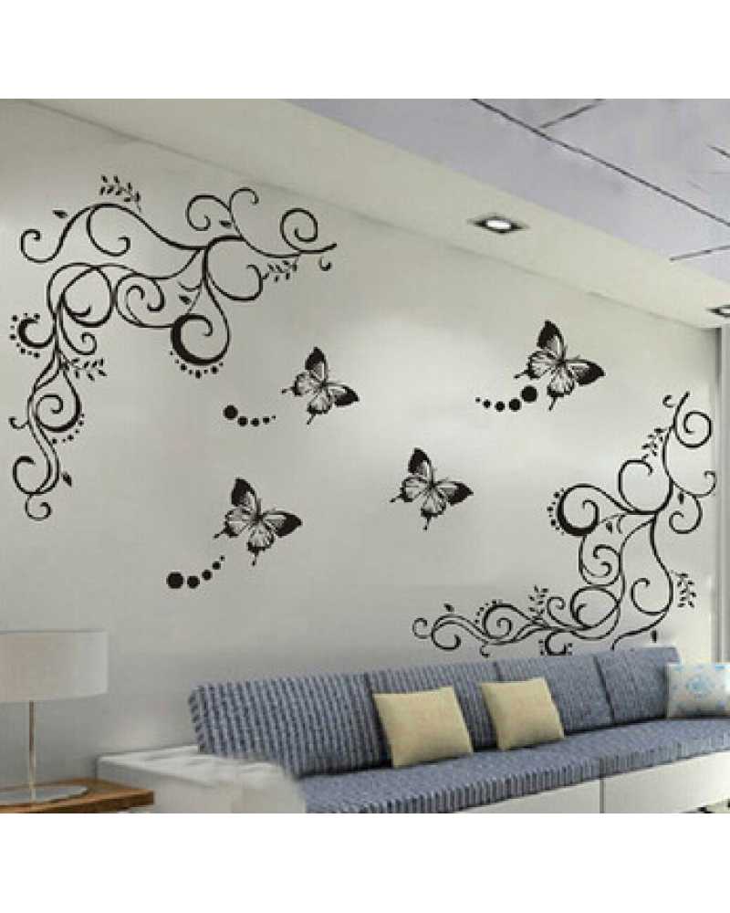 стена с рисунком в интерьере гостиной