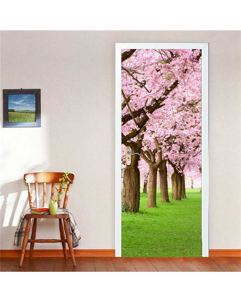 3D Spring Flower Waterproof Door Stickers