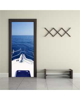 3D Ship on Sea View Waterproof Door Stickers