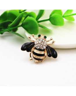 Black Bee Crystal Brooch