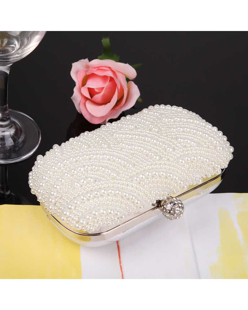 Elegant Pearl and Crystal Party Women Clutches