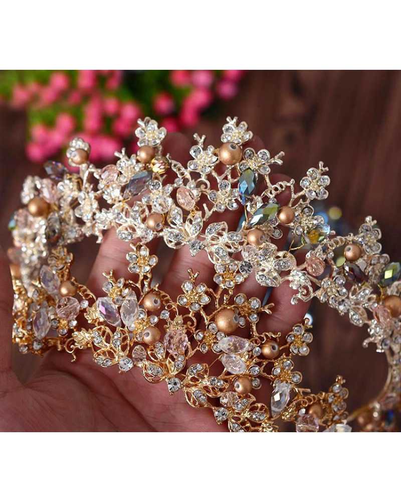 Golden  Flower with Pearl Tiara / Crown