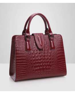 Genuine Leather Crocodile Pattern Women Handbag