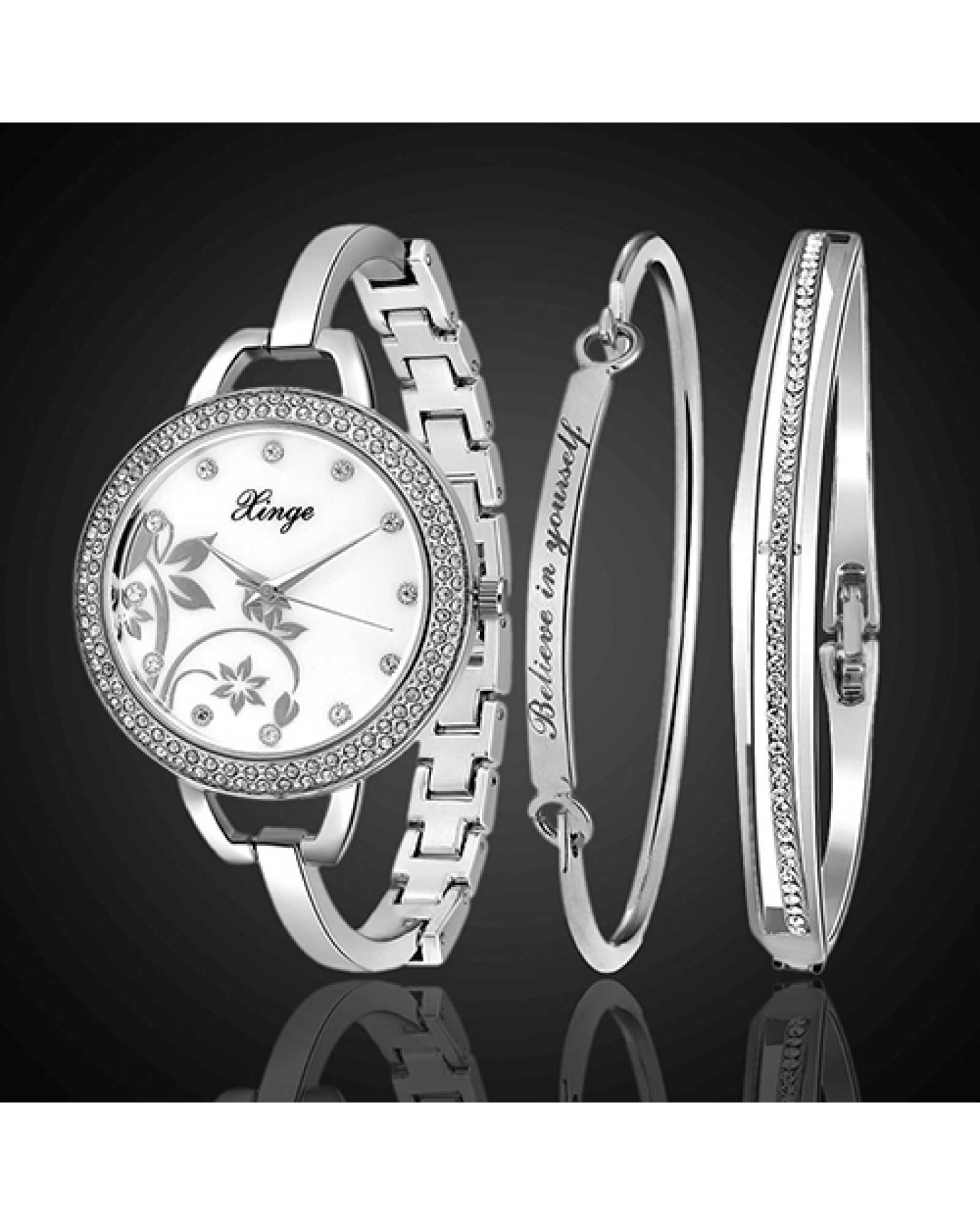 3 In 1 Stylist Women Wrist Watch